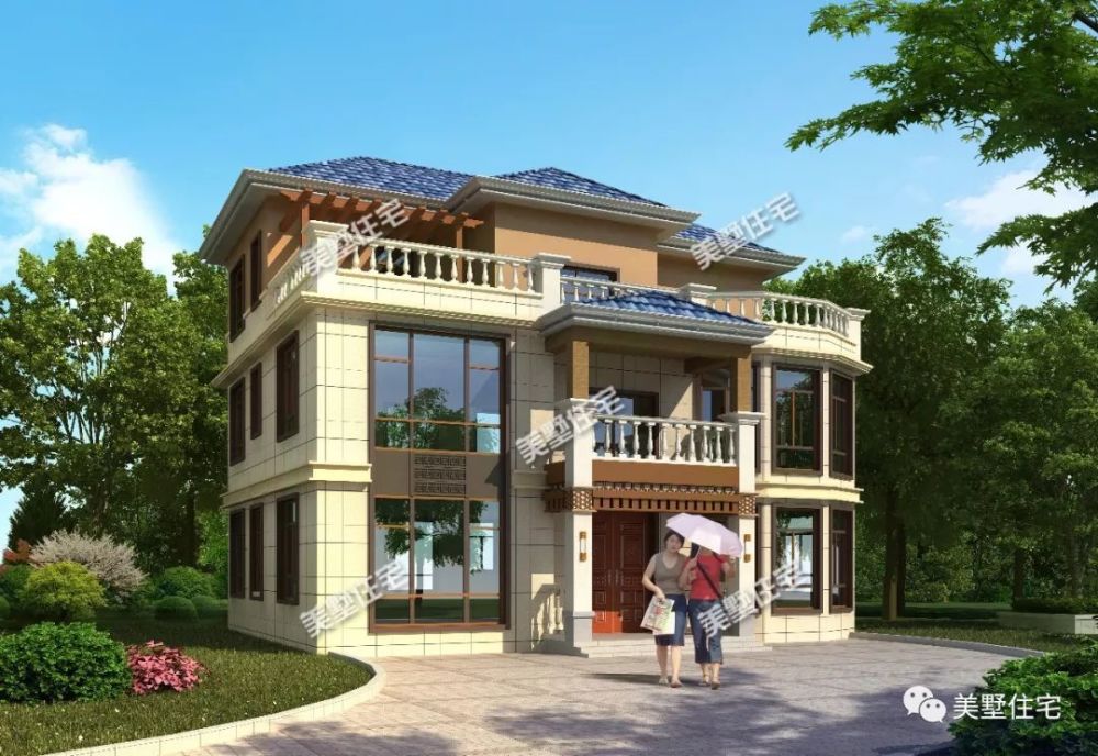 带堂屋的三层农村别墅,14x10米餐厨独立,建了人人夸