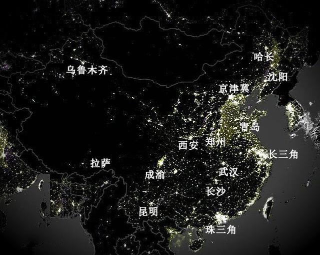 中国落后美国几年?夜景灯光卫星图为你揭秘中美间真正