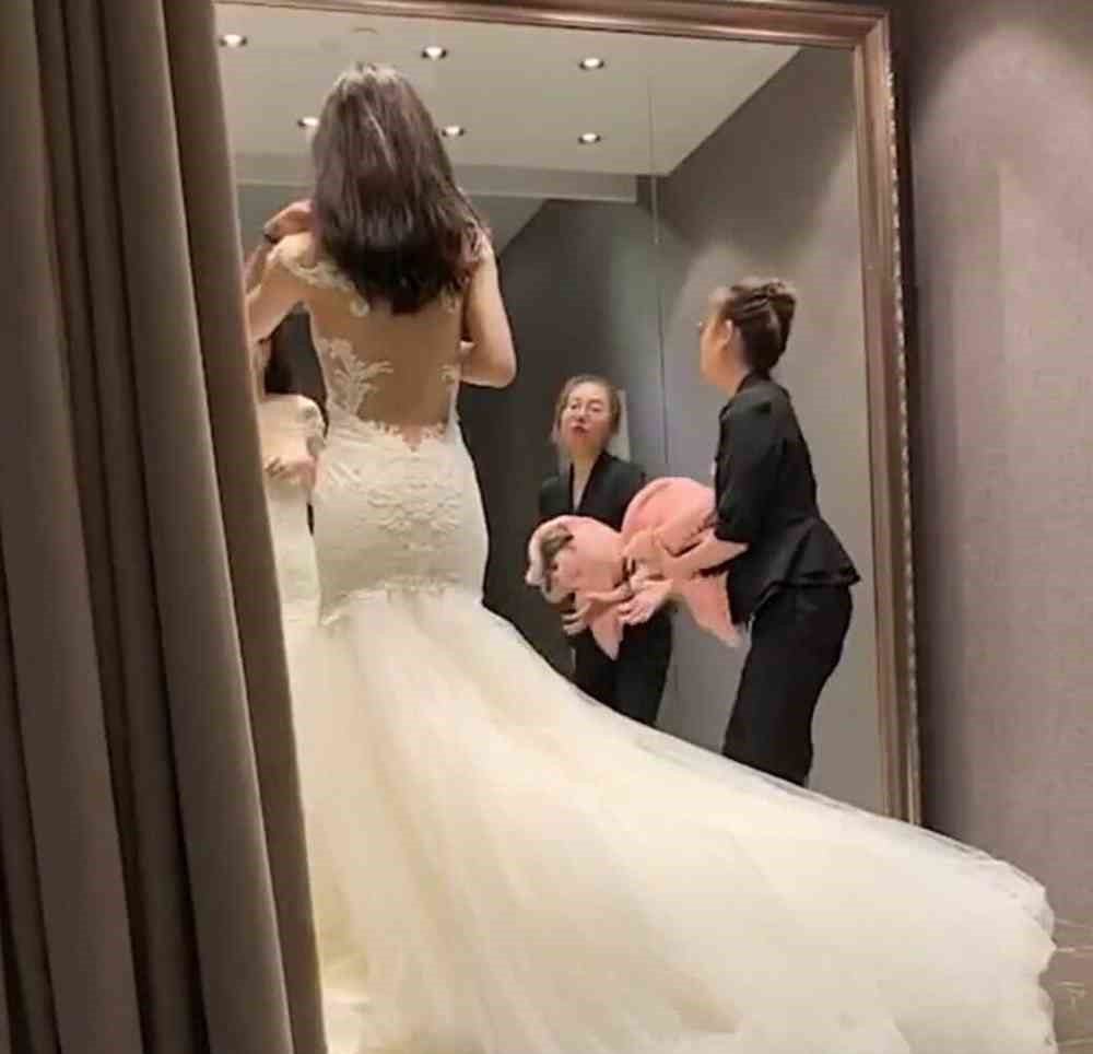 新娘身高一米九,穿上婚纱却惊艳众人,不相信镜子里的就是自己