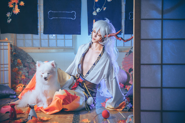 《阴阳师手游》cos:茨木童子and银狐犬,挚友挚友你看银狐