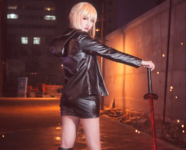 cos,漫画,女生,皮裤,saber