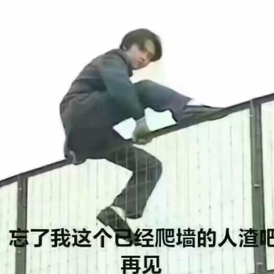 沙雕表情包:忘了我这个已经爬墙的人渣吧!再见!-看点
