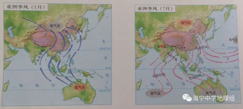 从气候图看上可见,印度半岛和中南半岛大部分地区为热带季风气候.