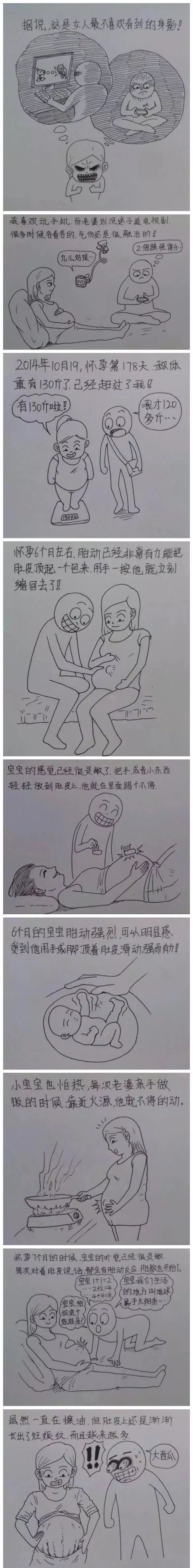 一位男人画老婆从怀孕到生子实在是太太太太太暖了