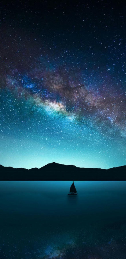 唯美星空壁纸:渔船孤灯寒风彻骨冰冷不及你言语半分!