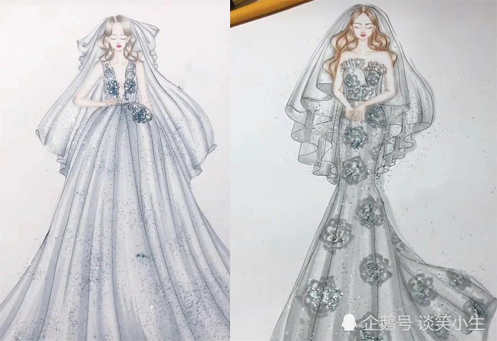 19年新款简笔婚纱,看到红色的公主裙后,