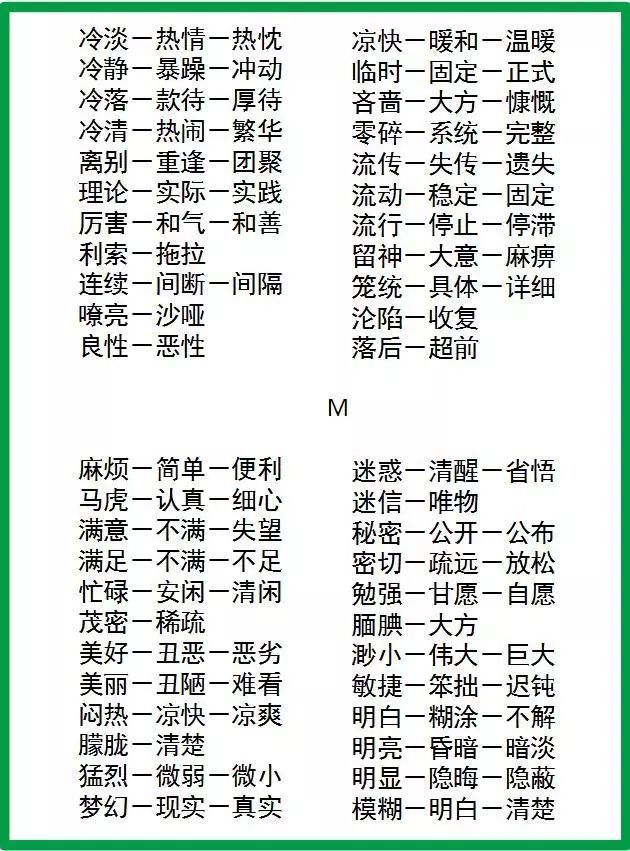 1000个近 反义词,花钱都买不到的好资料!替孩子收藏,胜万元补习班!