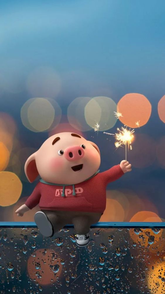 手机壁纸 2019猪年越来越近 呆萌的猪猪祝你"猪"事顺心