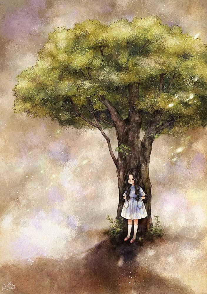 韩国插画师aeppol手绘清新唯美森系少女插画,很治愈哦