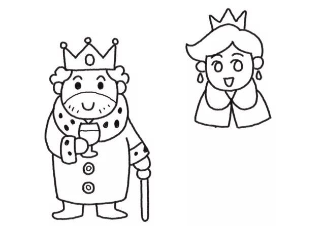 可爱又华丽!有趣的国王和皇后简笔画