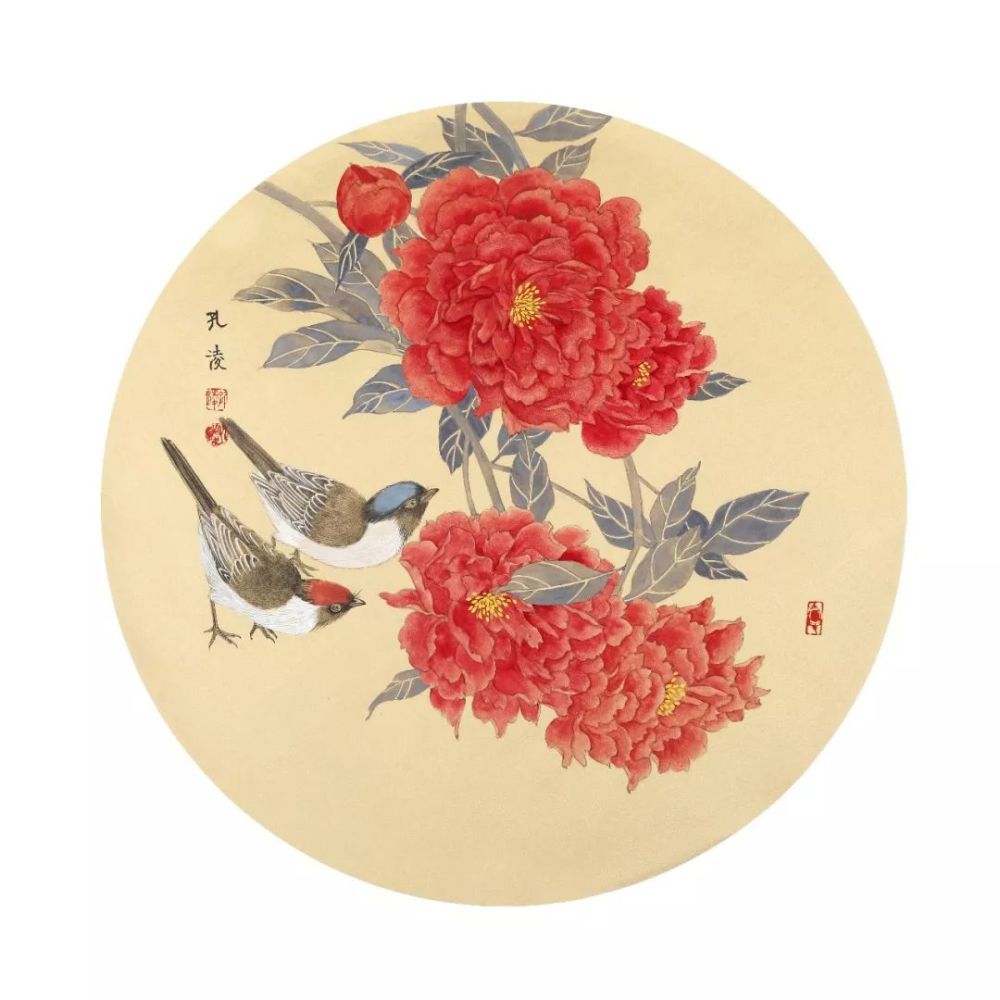 孔淩工笔花鸟作品欣赏