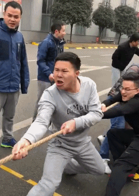 搞笑gif:大哥,能不能赢了这场拔河比赛,就看你的表情了