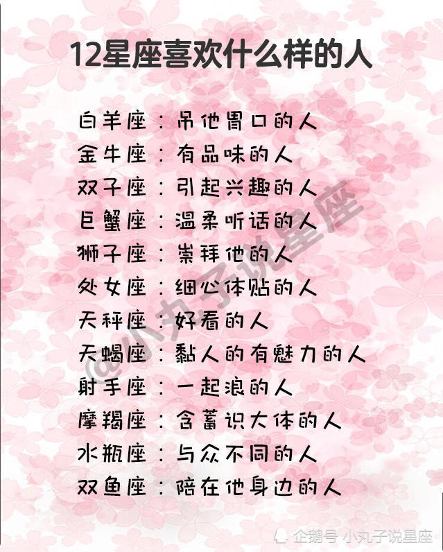 12星座喜欢什么样的人?怎么勾搭12星座男?