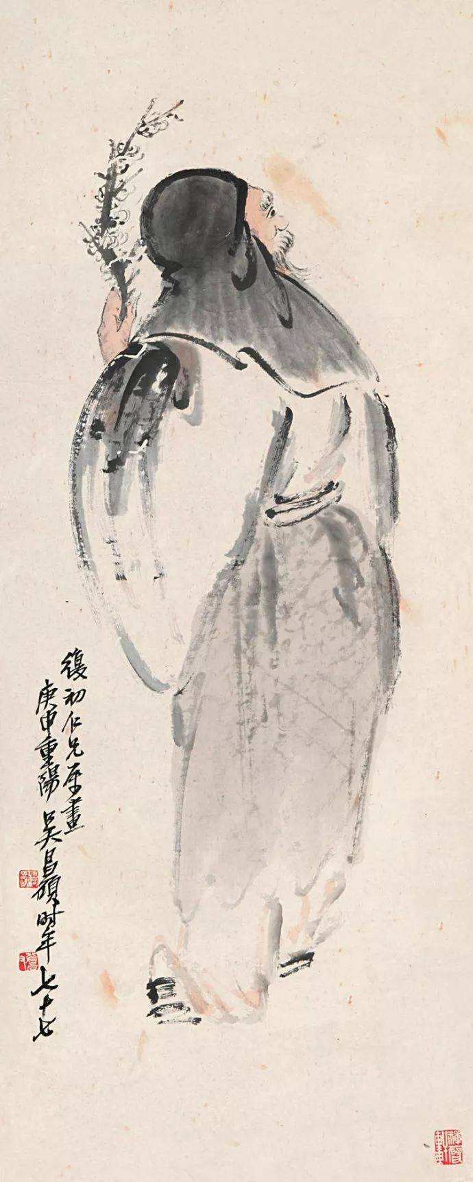 齐白石,吴昌硕画人物,哪个更有味道