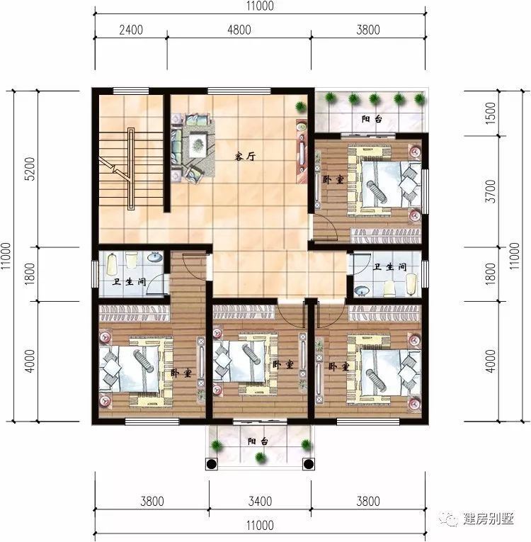 两栋11×11米的农村自建房,简单实用卧室多,主体30万