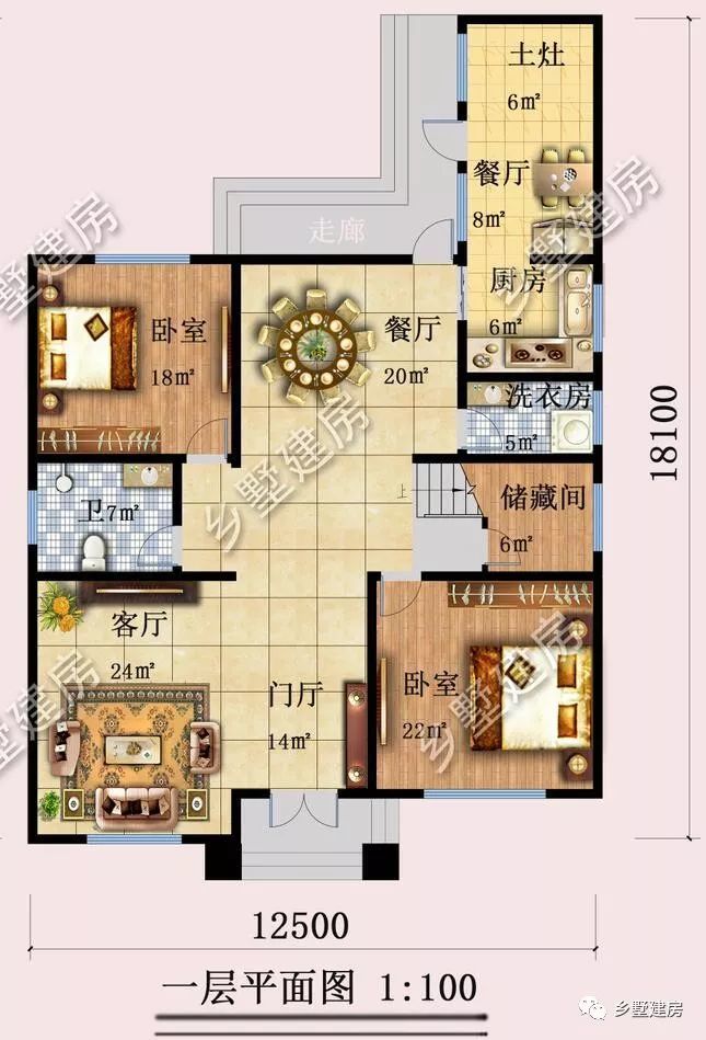 12米x18米建房设计图,18米x12米别墅设计图 12x18米农村三层小别墅,优雅大气,让人心动,回头率超高!