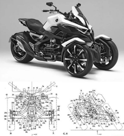 颜值爆表的本田倒三轮摩托车专利图流出,离发布不远了