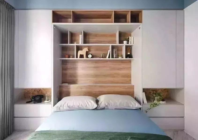 床头柜,床头背景墙,床头,衣柜,置物架,小户型