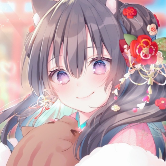 猪年贺图·二次元·可爱头像:"我是可爱的小姑娘,你是