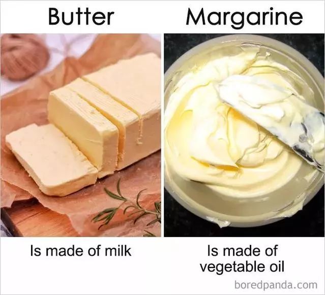 sparkling wine:非产自法国香槟地区 butter:用牛奶制成 margarine