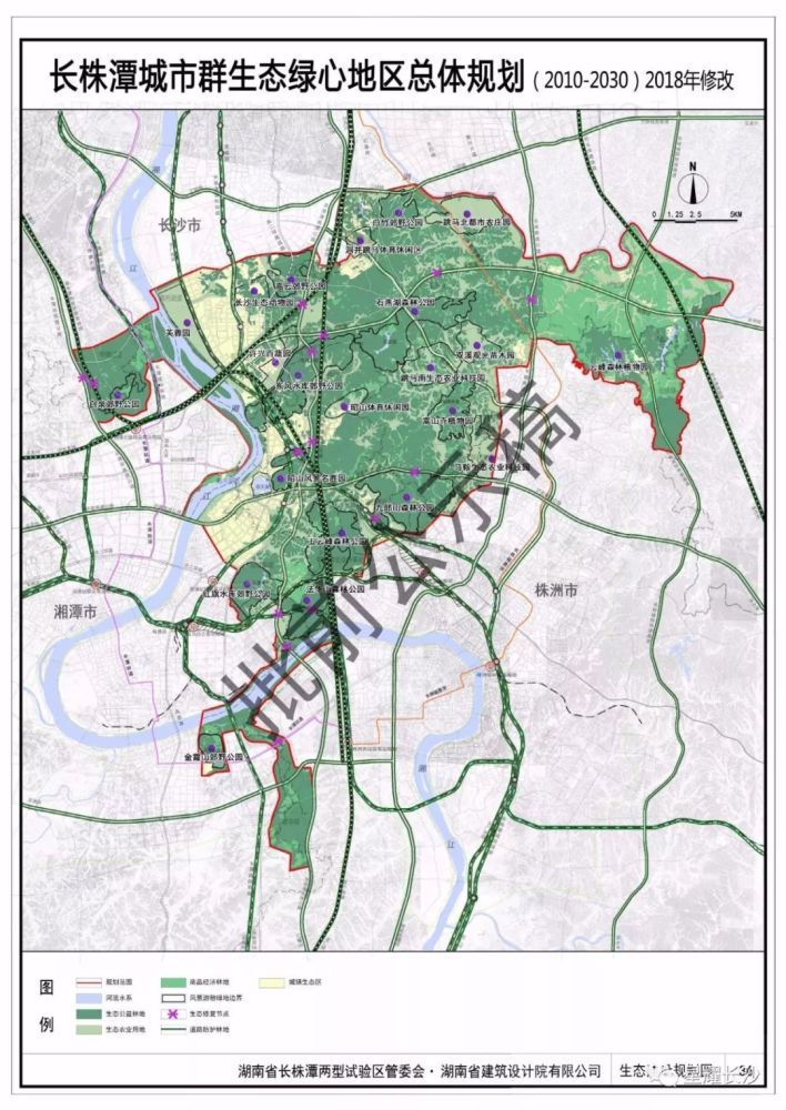 长株潭绿心最新规划图:地铁3号南延到湘潭北,再到株洲