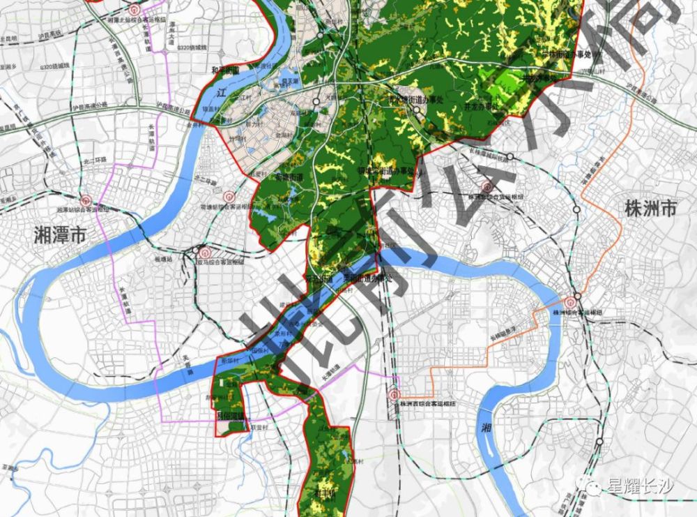 长株潭绿心最新规划图:地铁3号南延到湘潭北,再到株洲