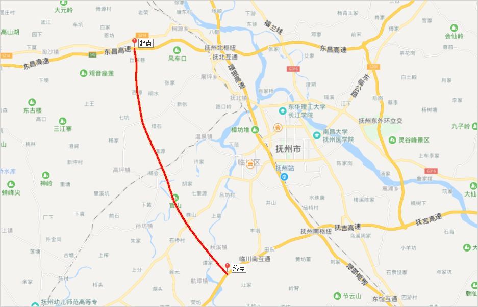 临川区,抚州,桐源乡,抚吉高速公路,崇仁县,高坪镇