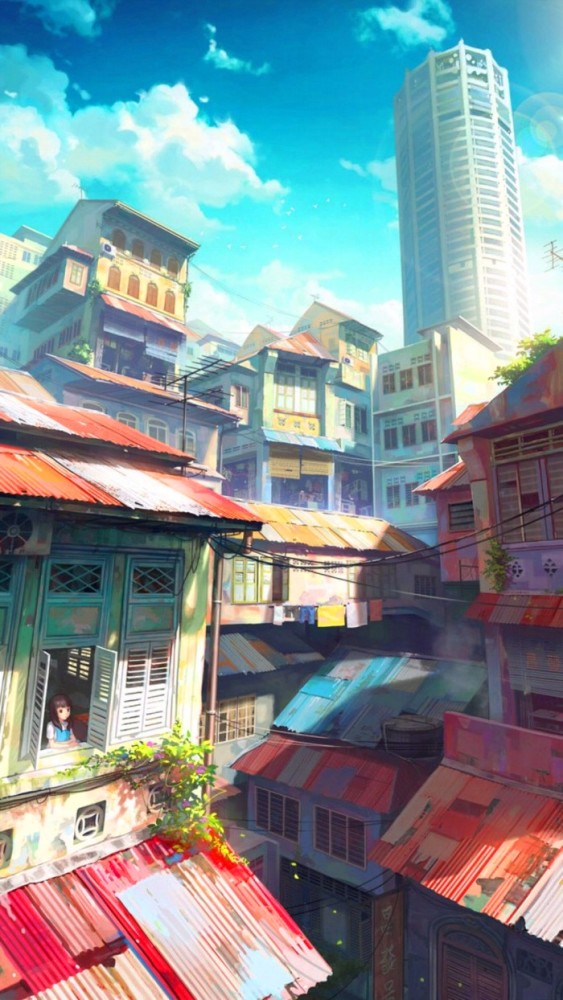 动漫手机壁纸,你在窗前看风景,我在窗外看着你