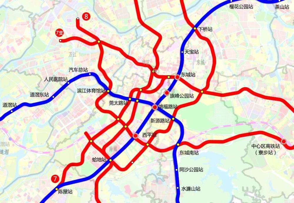 长安 也是轨道路网比较密集的区域 从这里也可以看出 未来15年东莞的
