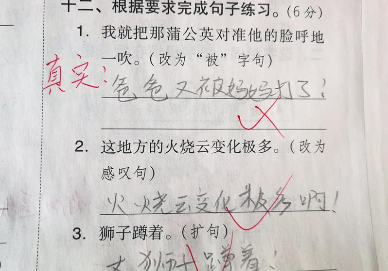 小学生语文试卷98分火了,老师善心大发,家长:孩子的一