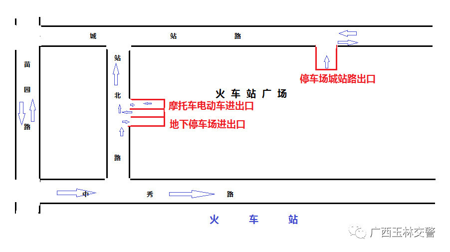 火车站地下停车场交通示意图