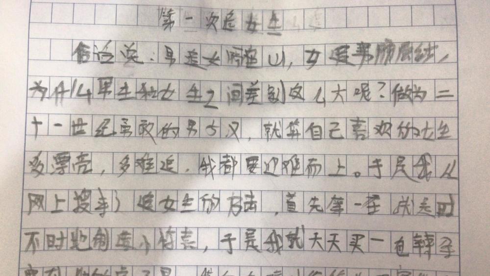 小学生爆笑日记《第一次追女生》笑倒众人,网友:太真实了