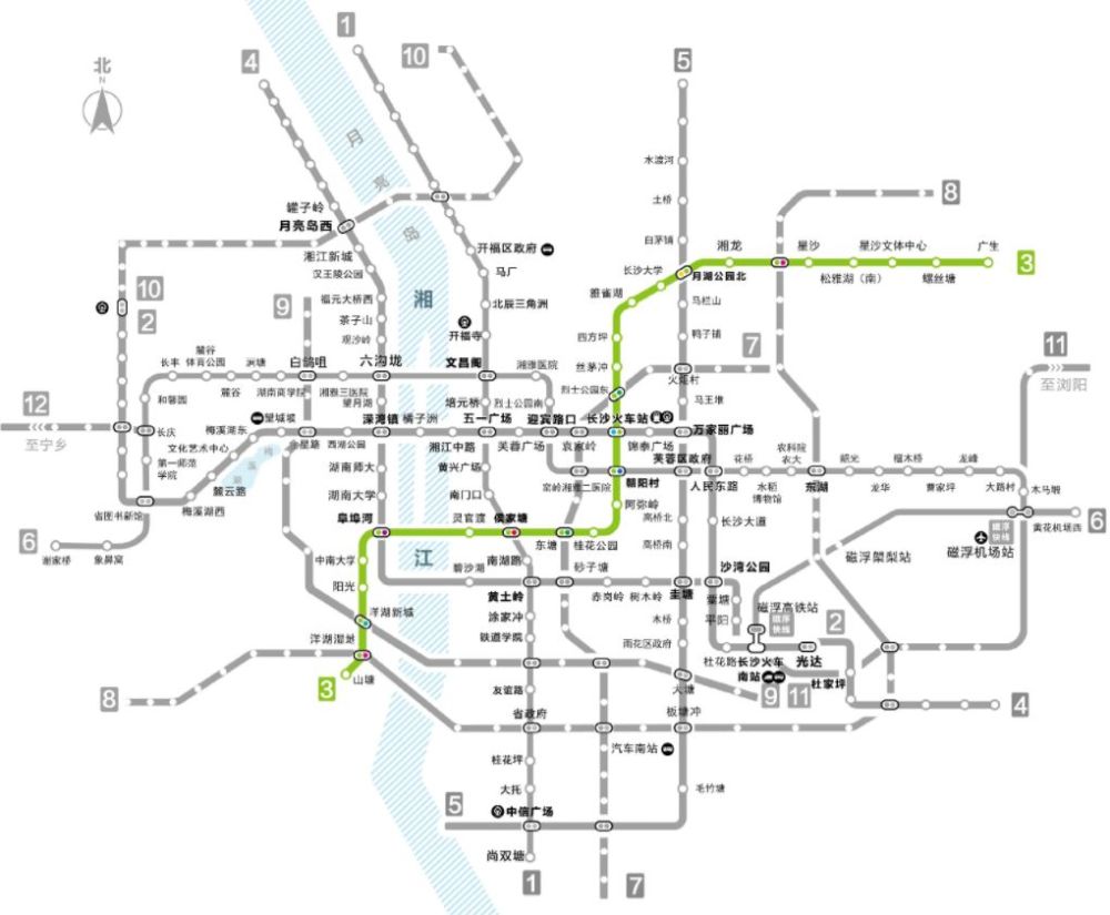 长沙市轨道交通集团官方公布的地铁3号线线路图