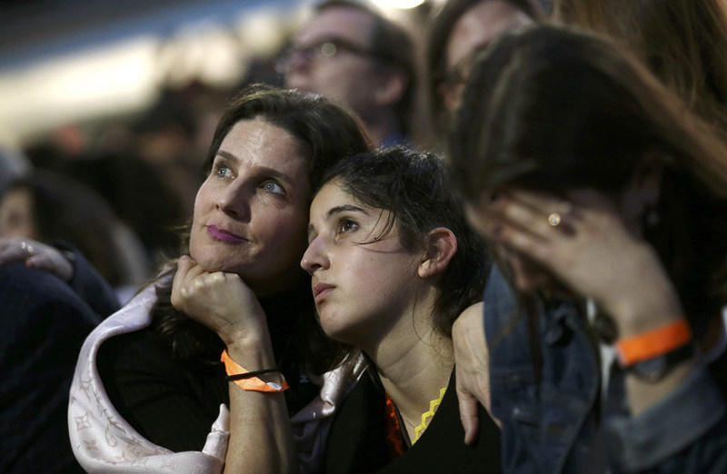 历史性的一刻 看看特朗普和希拉里支持者们的表情