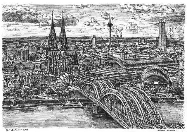 斯蒂芬·威尔特希尔(stephen wiltshire)和他绘制的城市天际线远景图