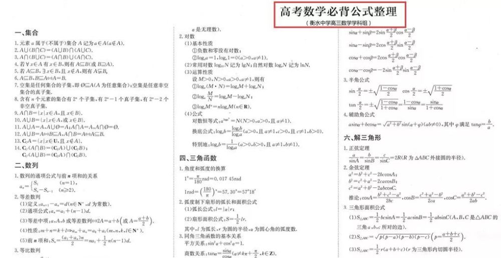 初中数学公式整理 万图壁纸网