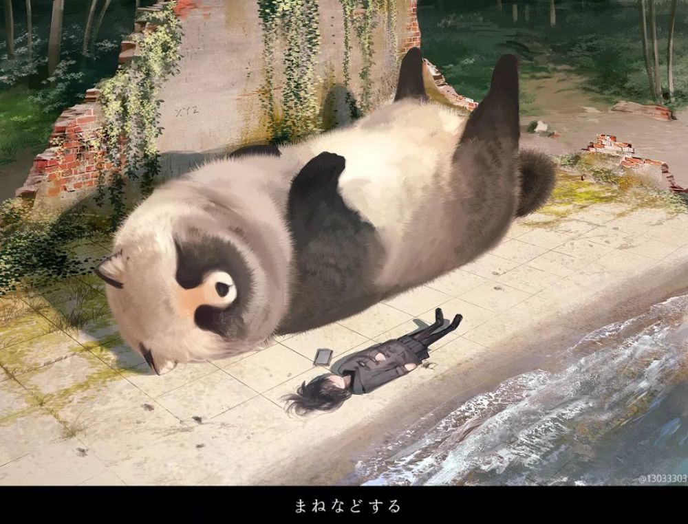 感受巨大动物的注视!日本画师もの久保的插画作品