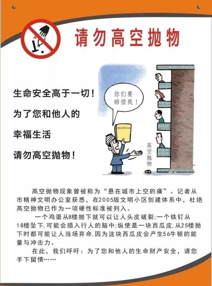 关于禁止高空抛物的温馨提示