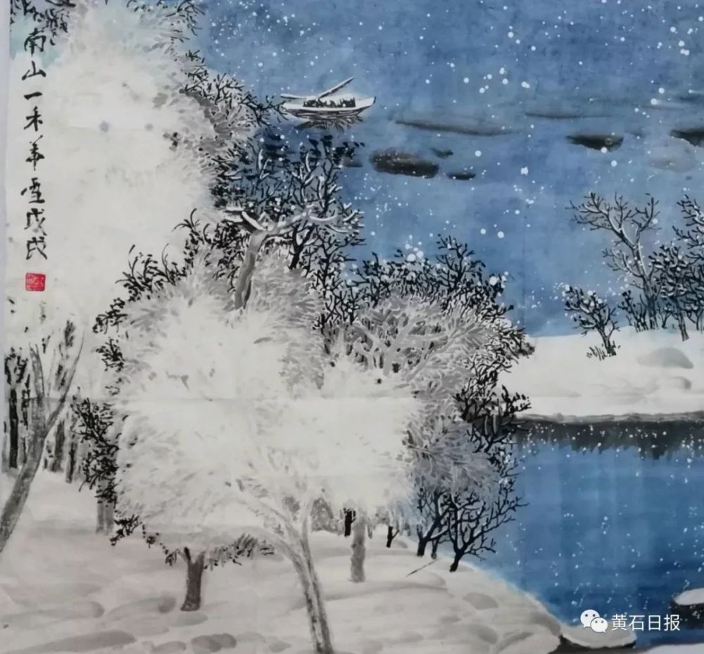 黄石本土画家唯美雪景画,带你徜徉北国之春