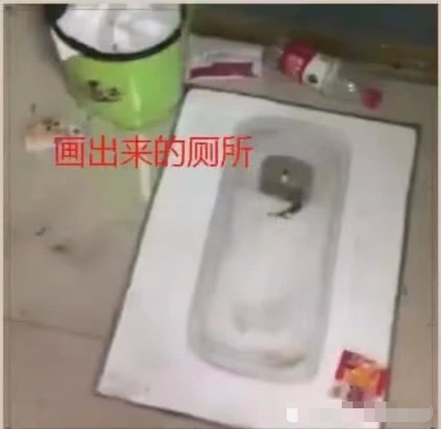 美术生在地板上画厕所,太逼真了,同学蹲下去才知道被骗了