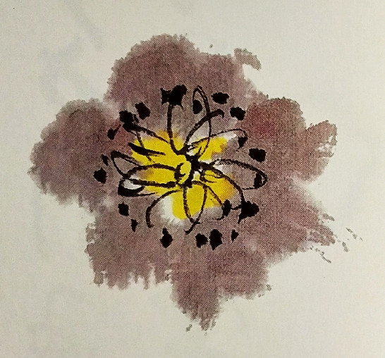 花蕊与蕊丝勾画完成后,以淡黄色点染花蕊处.