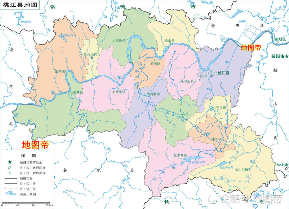 湖南益阳市高清地图,有中国唯一长江泥沙堆积,人工围筑而成的县