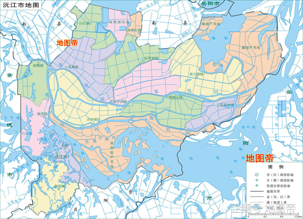 湖南益阳市高清地图,有中国唯一长江泥沙堆积,人工围筑而成的县