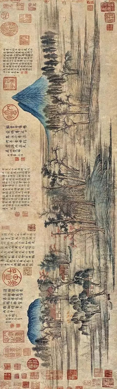 《人骑图》去印 赵孟頫提出"书画本来同"的口号,以书法入画,使绘画的