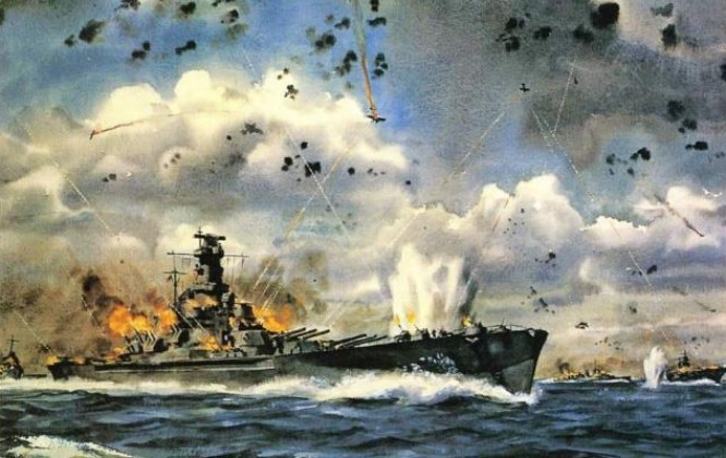 日本海军对美国威胁远超德军!著名画家作品还原二战残酷战地场景