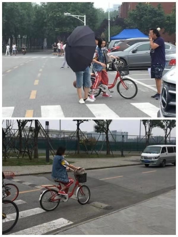 郑爽骑自行车上街被拍,穿着邋遢又随意,头上的东西亮了