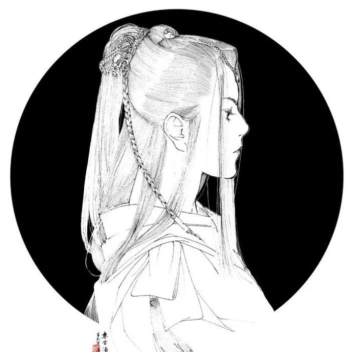 古风黑白线描 | 我曾以为这是个黑白的世界，直到遇见你