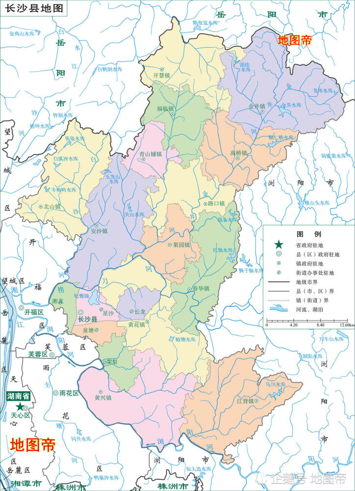 湖南长沙2市1县高清地图,都是经济实力很强的百强县