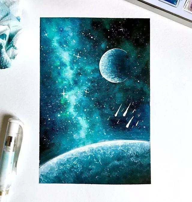 太梦幻了!他画的超唯美星空,每一张都好喜欢!