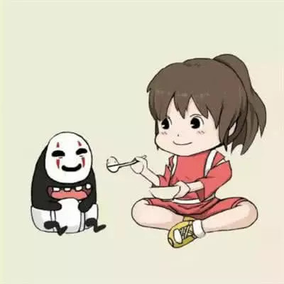 俏皮二次元动漫情侣头像:千寻和无脸男,夏目组合cp,萌